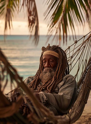hombre con rastas que representa el estilo de vida rastafari